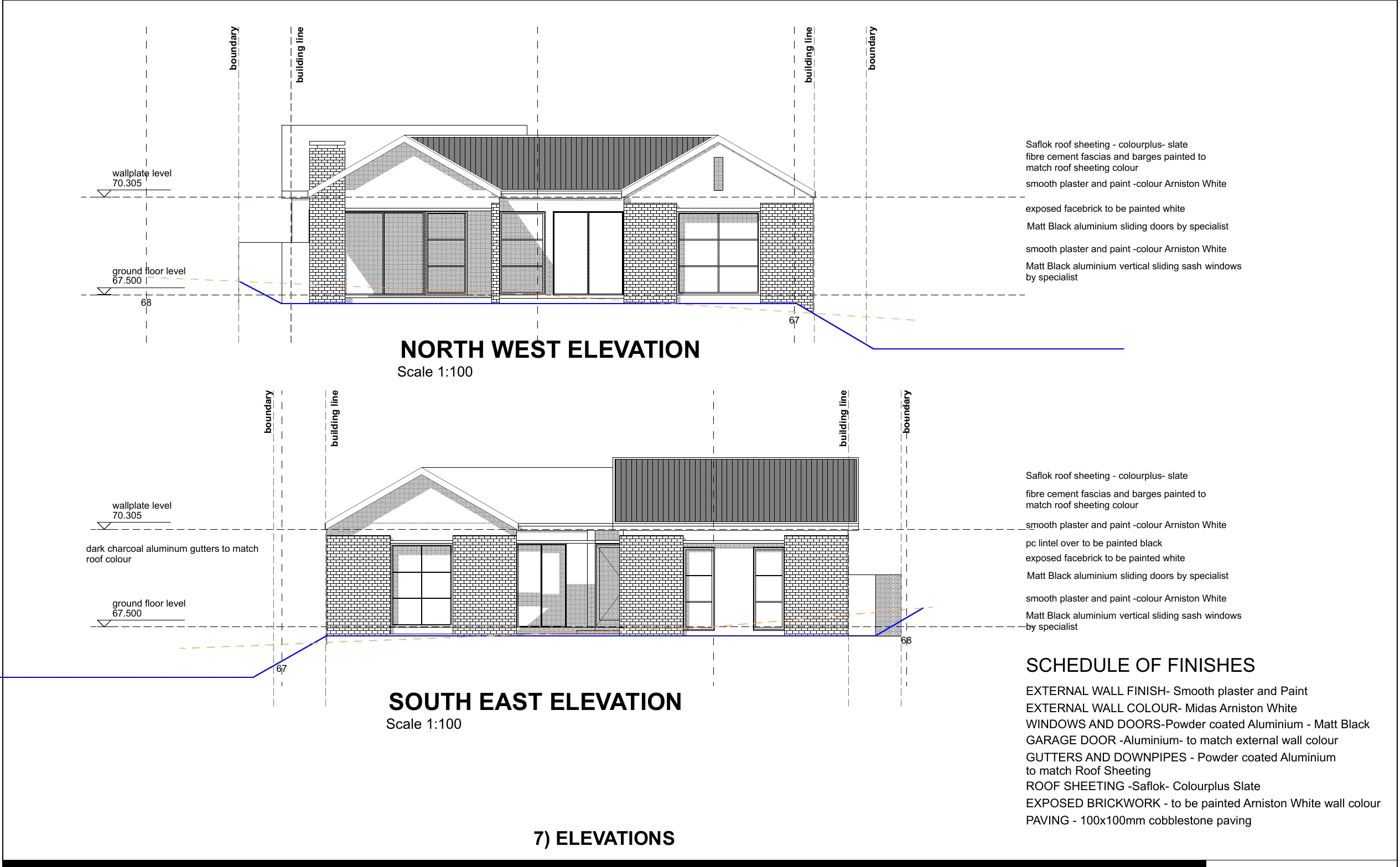 North-west and south-east elevations for The Bloom