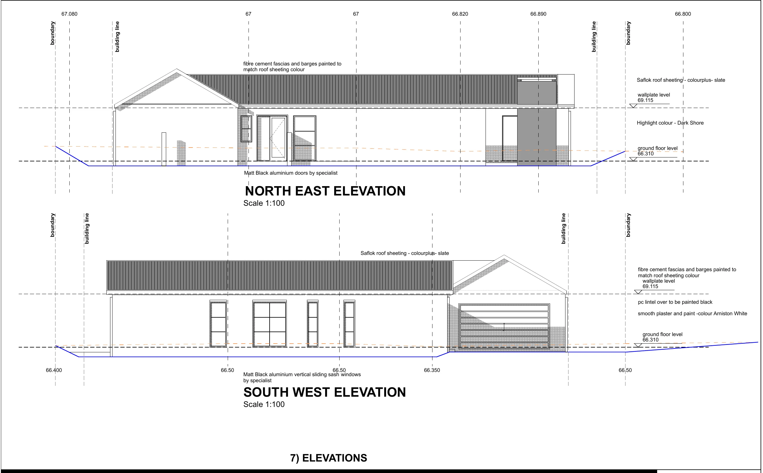 North-east and south-west elevations - The Grace